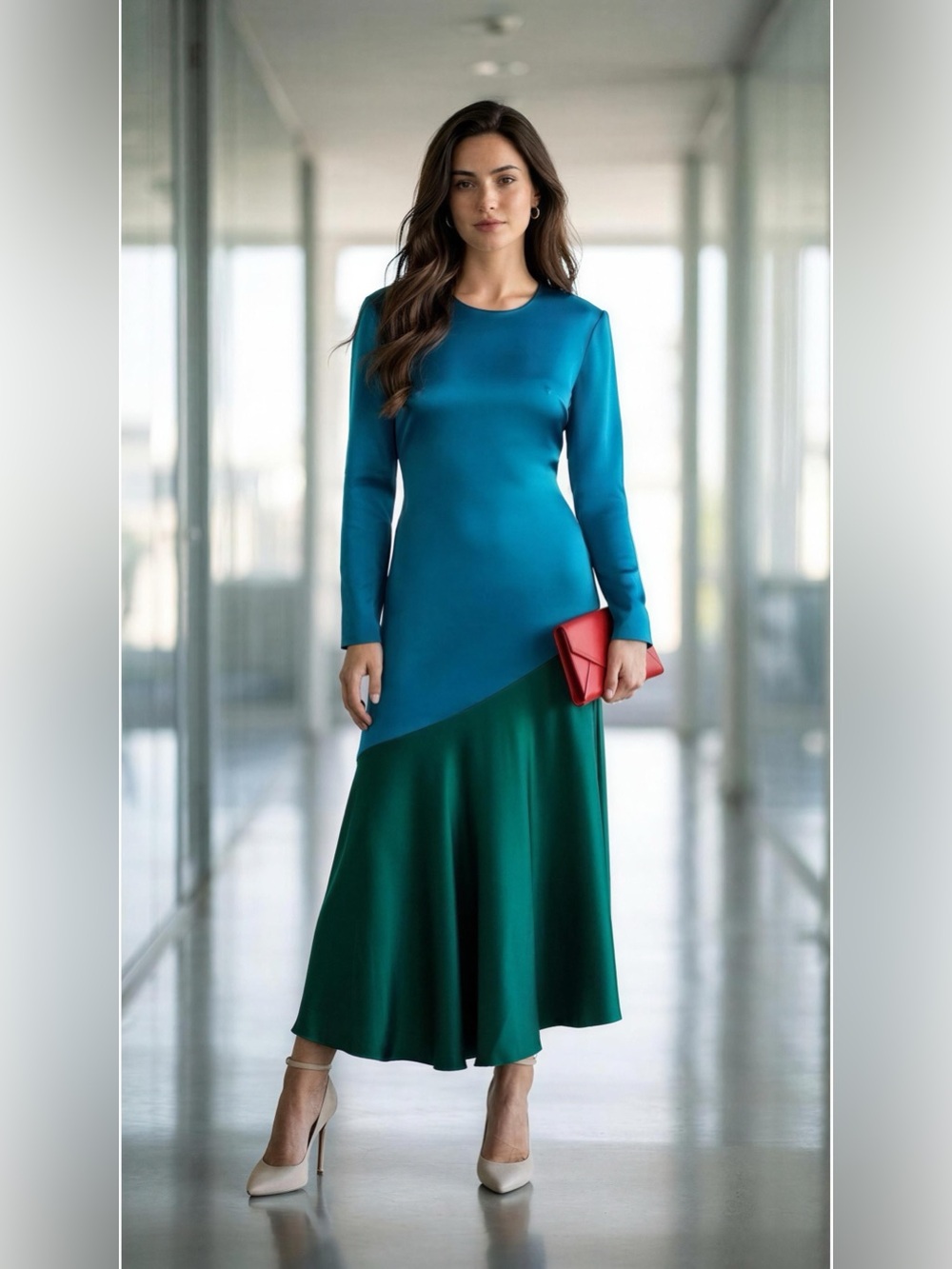 RACIL Two Toned Satin Dress Size Small